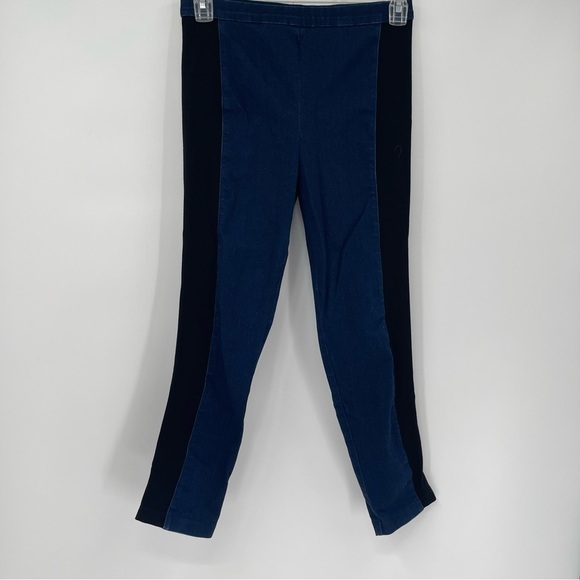 St. John Pants Womens Size 6 Stretch Denim /mixed Material Pull On Blue Black - Picture 9 of 9